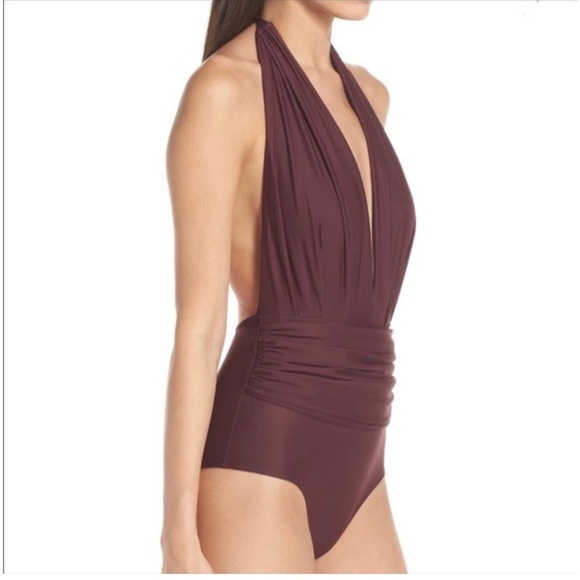 LENNY NIEMEYER Maroon Plunge One-Piece Swimsuit Large - Picture 2 of 4